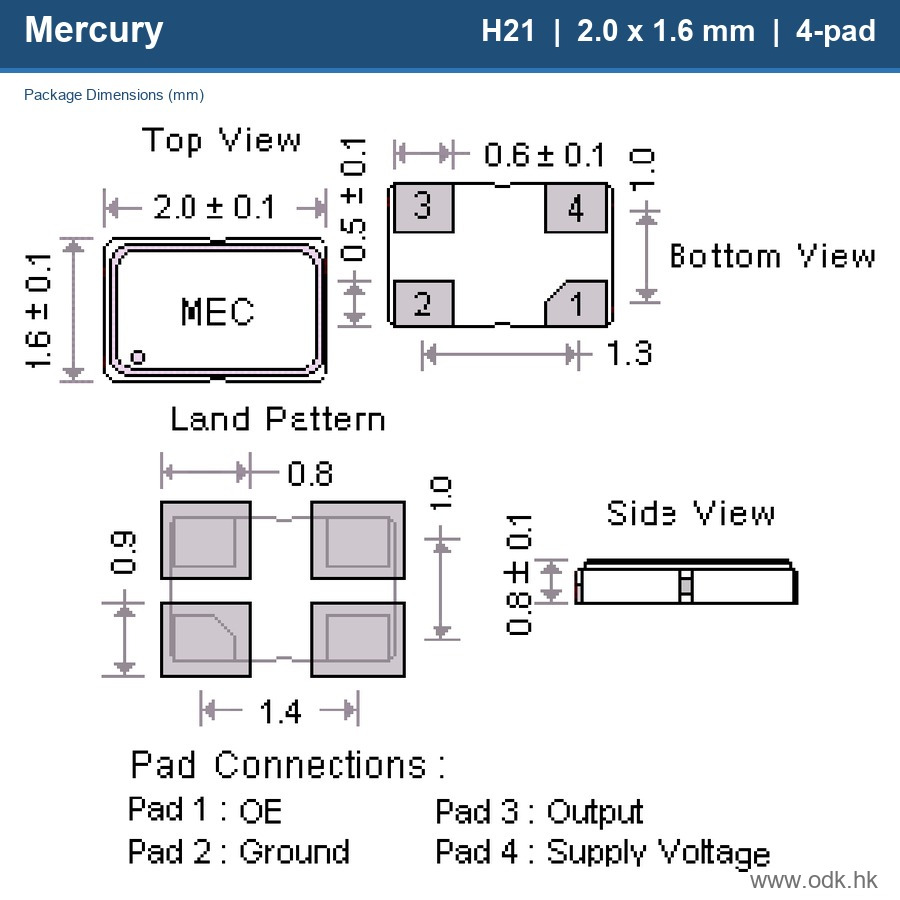25QHTF21-3.584-OE Mercury Electronics Ind. Co. Ltd