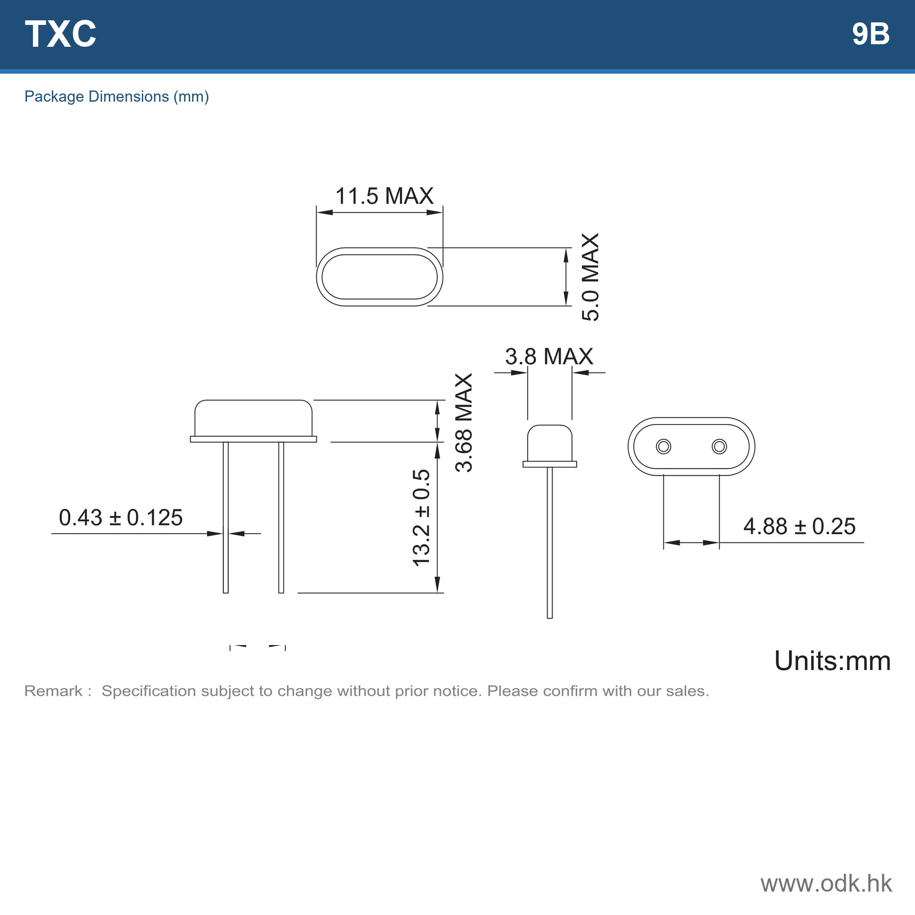 9B-11.0592MBBK-B TXC CORPORATION